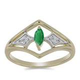 Inel din Argint 925 Placat cu Aur ( 2.55 grame ) cu Smarald Brazilian și Zircon Alb 0.28 Carate