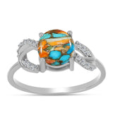 Inel din Argint 925 ( 2.01 grame ) cu Turcoaz Oyster și Zircon Alb 2.65 Carate
