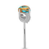 Inel din Argint 925 ( 2.01 grame ) cu Turcoaz Oyster și Zircon Alb 2.65 Carate
