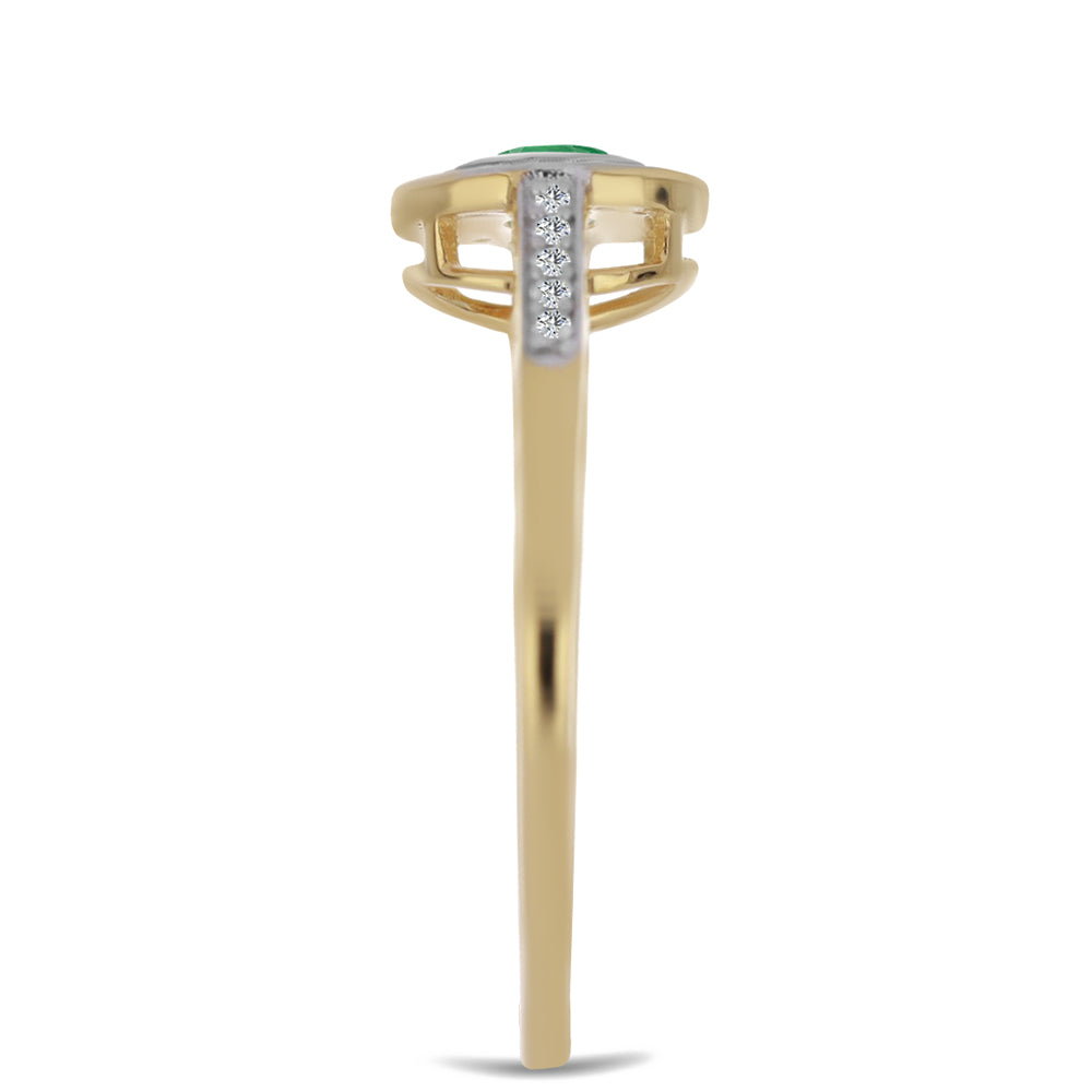 Inel din Argint 925 Placat cu Aur ( 2.14 grame ) cu Smarald Brazilian și Zircon Alb 0.57 Carate