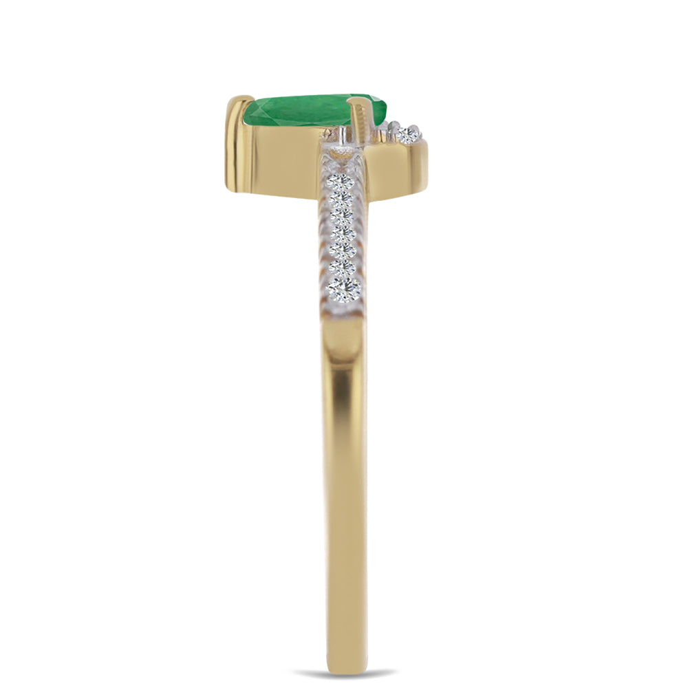 Inel din Argint 925 Placat cu Aur ( 2.07 grame ) cu Smarald Brazilian și Zircon Alb 0.61 Carate