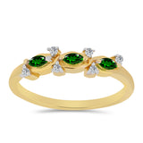 Inel din Argint 925 Placat cu Aur ( 2.18 grame ) cu Cromdiopsid și Zircon Alb 0.48 Carate