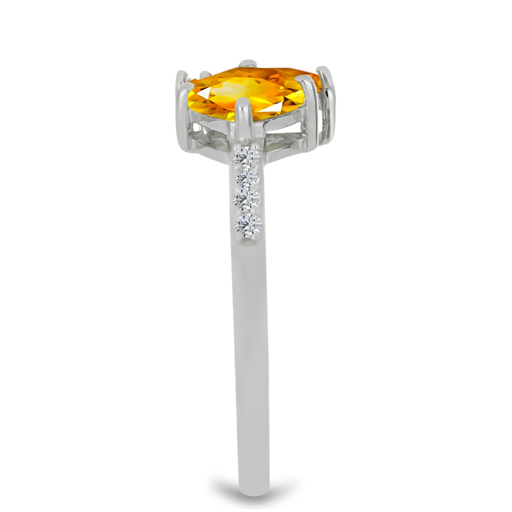 Inel din Argint 925 ( 2.54 grame ) cu Citrin Ural și Topaz Alb 1.61 Carate