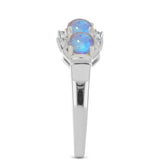 Inel din Argint 925 ( 3.27 grame ) cu Piatra Lunii Curcubeu și Zircon Alb 1.15 Carate