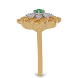 Inel din Argint 925 Placat cu Aur ( 3.37 grame ) cu Smarald Brazilian și Zircon Alb 0.26 Carate