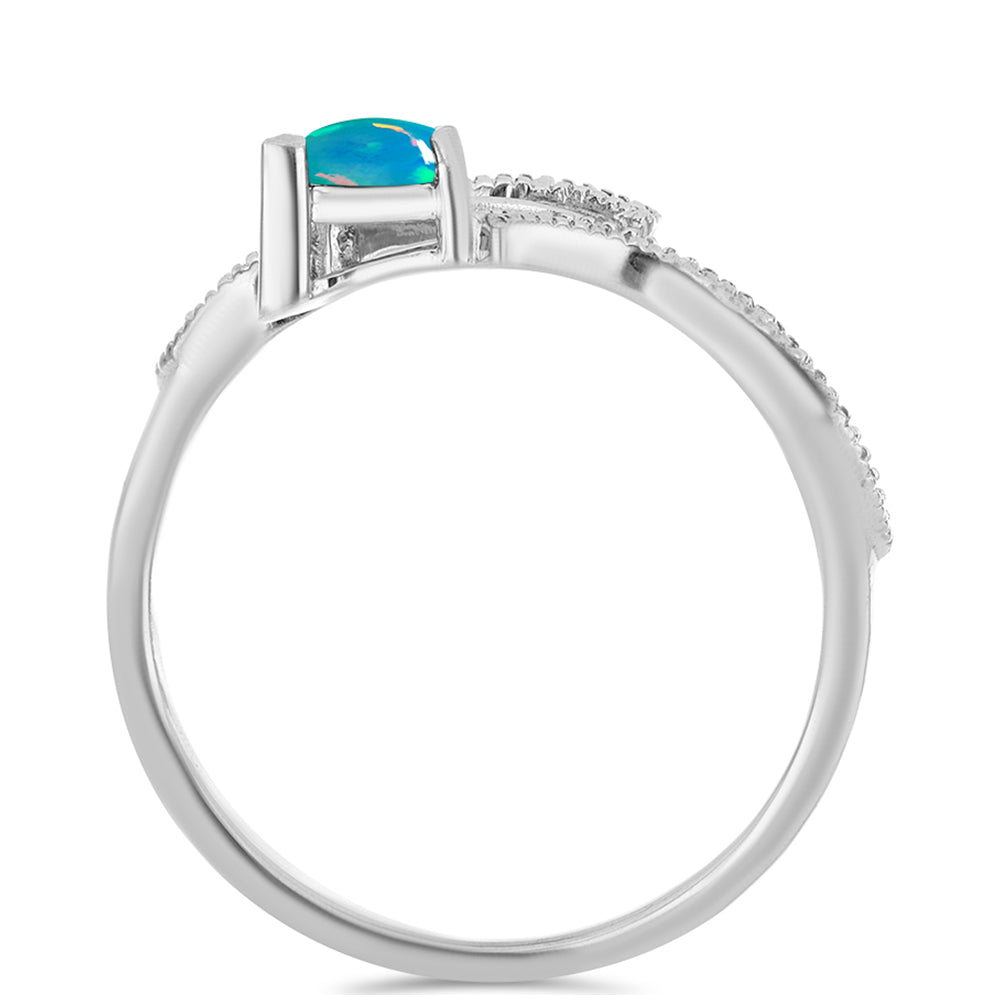 Inel din Argint 925 ( 2.34 grame ) cu Opal Etiopian și Zircon Alb 0.49 Carate