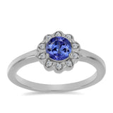 Inel din Argint 925 ( 2.07 grame ) cu Tanzanit și Zircon Alb Natural 0.56 Carate