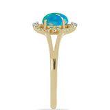 Inel din Argint 925 Placat cu Aur ( 2.3 grame ) cu Opal Etiopian și Zircon Alb 0.51 Carate