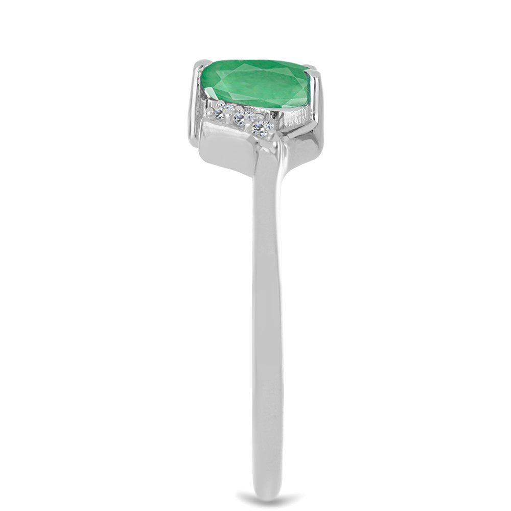 Inel din Argint 925 ( 2.04 grame ) cu Smarald Brazilian și Zircon Alb 0.7 Carate