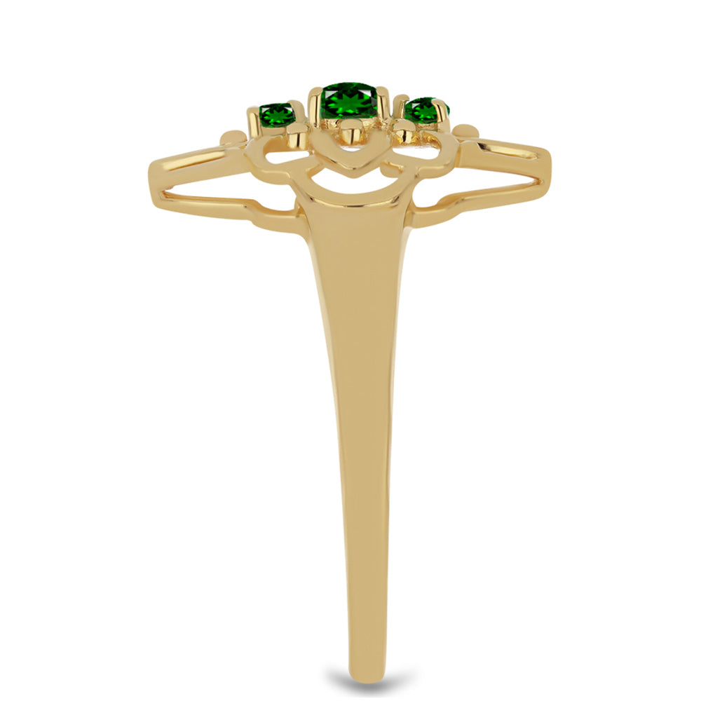 Inel din Argint 925 Placat cu Aur ( 3.06 grame ) cu Cromdiopsid 0.34 Carate