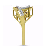 Inel din Argint 925 Placat cu Aur ( 3.9 grame ) cu Diamant Alb și Zircon Alb 0.31 Carate
