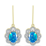 Cercei din Argint 925 Placat cu Aur ( 3.99 grame ) cu Opal Etiopian ”Paradis” și Topaz Alb 3.19 Carate
