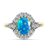 Inel din Argint 925 Placat cu Aur ( 2.85 grame ) cu Opal Etiopian ”Paradis” și Topaz Alb 1.64 Carate