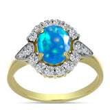 Inel din Argint 925 Placat cu Aur ( 2.85 grame ) cu Opal Etiopian ”Paradis” și Topaz Alb 1.64 Carate