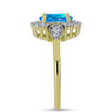 Inel din Argint 925 Placat cu Aur ( 2.85 grame ) cu Opal Etiopian ”Paradis” și Topaz Alb 1.64 Carate