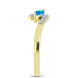 Inel din Argint 925 Placat cu Aur ( 1.84 grame ) cu Opal Etiopian ”Paradis” și Topaz Alb 0.23 Carate