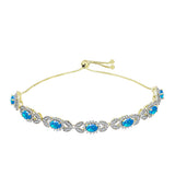 Brățară din Argint 925 Placat cu Aur ( 9.24 grame ) cu Opal Etiopian ”Paradis” și Topaz Alb 3.79 Carate