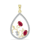 Pandantiv din Argint 925 Placat cu Aur ( 1.91 grame ) cu Rubin Malagasy și Topaz Alb 1.12 Carate