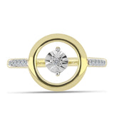 Inel din Argint 925 Placat cu Aur ( 2.83 grame ) cu Diamant Alb și Topaz Alb 0.1 Carate