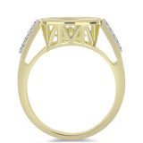 Inel din Argint 925 Placat cu Aur ( 2.83 grame ) cu Diamant Alb și Topaz Alb 0.1 Carate