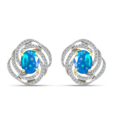 Cercei din Argint 925 Placat cu Aur ( 4.79 grame ) cu Opal Etiopian ”Paradis” și Topaz Alb 2.02 Carate