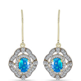 Cercei din Argint 925 Placat cu Aur ( 4.12 grame ) cu Opal Etiopian ”Paradis” și Topaz Alb 1.7 Carate