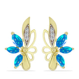 Cercei din Argint 925 Placat cu Aur ( 3.66 grame ) cu Opal Etiopian ”Paradis” și Topaz Alb 0.7 Carate