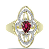 Inel din Argint 925 Placat cu Aur ( 3.22 grame ) cu Granat Rodolit și Topaz Alb 1.2 Carate