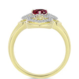 Inel din Argint 925 Placat cu Aur ( 3.22 grame ) cu Granat Rodolit și Topaz Alb 1.2 Carate