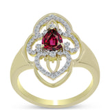 Inel din Argint 925 Placat cu Aur ( 3.22 grame ) cu Granat Rodolit și Topaz Alb 1.2 Carate