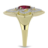 Inel din Argint 925 Placat cu Aur ( 3.22 grame ) cu Granat Rodolit și Topaz Alb 1.2 Carate