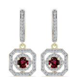 Cercei din Argint 925 Placat cu Aur ( 4 grame ) cu Granat Rodolit și Topaz Alb 1.32 Carate
