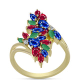 Inel din Argint 925 Placat cu Aur ( 3.82 grame ) cu Rubin Malagasy și Safir Albastru Australian 2.75 Carate