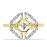 Inel din Argint 925 Placat cu Aur ( 4.32 grame ) cu Diamant Alb și Topaz Alb 0.19 Carate