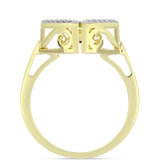 Inel din Argint 925 Placat cu Aur ( 4.32 grame ) cu Diamant Alb și Topaz Alb 0.19 Carate