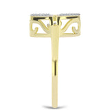 Inel din Argint 925 Placat cu Aur ( 4.32 grame ) cu Diamant Alb și Topaz Alb 0.19 Carate