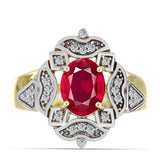 Inel din Argint 925 Placat cu Aur ( 5.21 grame ) cu Rubin Malagasy și Topaz Alb 2.58 Carate