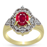 Inel din Argint 925 Placat cu Aur ( 5.21 grame ) cu Rubin Malagasy și Topaz Alb 2.58 Carate