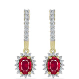 Cercei din Argint 925 Placat cu Aur ( 4.11 grame ) cu Rubin Malagasy și Topaz Alb 3.07 Carate