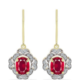Cercei din Argint 925 Placat cu Aur ( 2.94 grame ) cu Rubin Malagasy și Topaz Alb 3.98 Carate