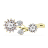 Broşă din Argint 925 Placat cu Aur ( 4.54 grame ) cu Diamant Alb și Topaz Alb 0.38 Carate