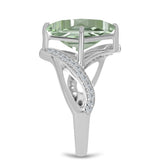 Inel din Argint 925 ( 3.32 grame ) cu Ametist Verde și Topaz Alb 3.49 Carate