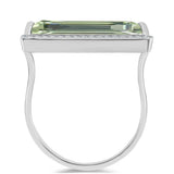 Inel din Argint 925 ( 3.49 grame ) cu Ametist Verde și Topaz Alb 5.96 Carate