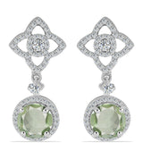 Cercei din Argint 925 ( 4.88 grame ) cu Ametist Verde și Topaz Alb 4.77 Carate