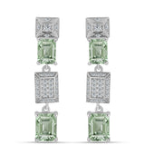 Cercei din Argint 925 ( 5.77 grame ) cu Ametist Verde și Topaz Alb 5.25 Carate