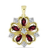 Pandantiv din Argint 925 Placat cu Aur ( 2.73 grame ) cu Granat Rodolit și Topaz Alb 1.78 Carate