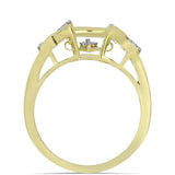 Inel din Argint 925 Placat cu Aur ( 3.78 grame ) cu Diamant Alb și Topaz Alb 0.1 Carate