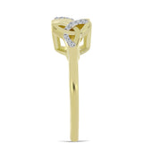 Inel din Argint 925 Placat cu Aur ( 3.78 grame ) cu Diamant Alb și Topaz Alb 0.1 Carate