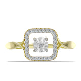 Inel din Argint 925 Placat cu Aur ( 4 grame ) cu Diamant Alb și Topaz Alb 0.23 Carate