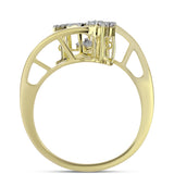 Inel din Argint 925 Placat cu Aur ( 3.39 grame ) cu Diamant Alb și Topaz Alb 0.27 Carate